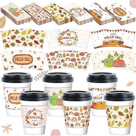 Amazon Whaline Pack Fall Coffee Tea Cup Sleeves Autumn Orange