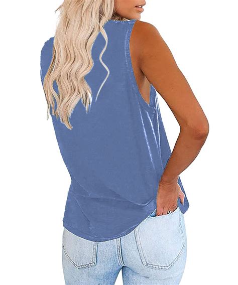 Eurivicy Womens V Neck Sleeveless Tank Tops Casual Summer Pocket T