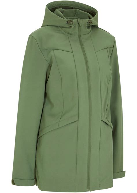 CA227 KURTKA DAMSKA SOFTSHELL KLASYCZNA Z KAPTUREM BONPRIX 40 ZIELONA