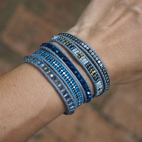 Dark Blue Mix Wrap Bracelet Boho Bracelet Bohemian Bracelet Beadwork