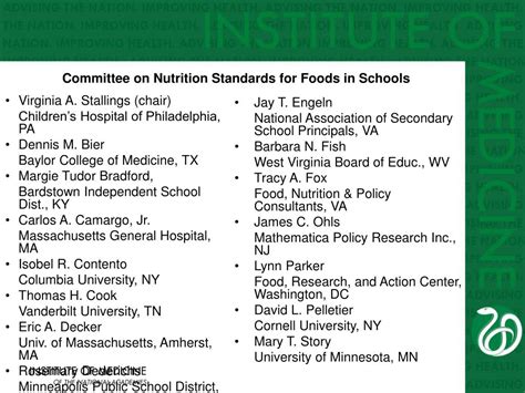 Ppt National Nutrition Standards In The Schools School Nutrition Association Usda State