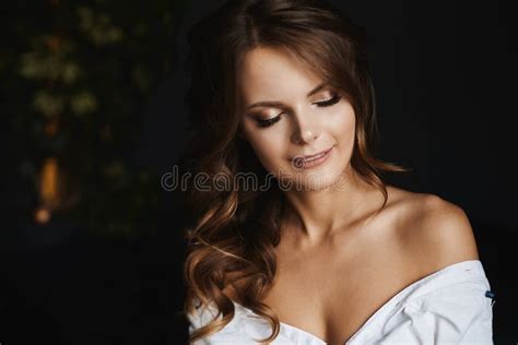 Half Naked Woman Sits Bed Stock Photos Free Royalty Free Stock