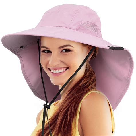 Women's Sun Hat with Wide Brim Neck Flap, Fishing Safari Hat for ...