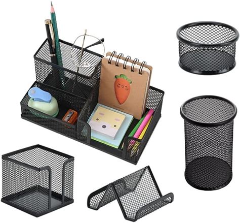 Moulaelos Lot De Organiseurs De Bureau Noirs Avec Porte Stylo Porte