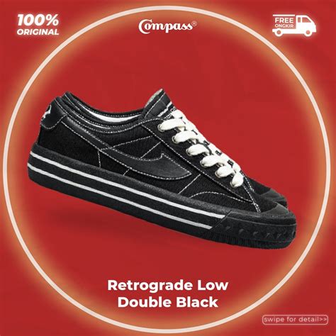 Jual ORIGINAL SEPATU COMPASS RETROGRADE LOW DOUBLE BLACK Shopee