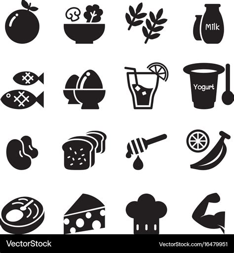 Healthy Food Diet Food Icons Set Royalty Free Vector Image