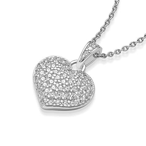 Herz Kette Silber 925 Kette Zirkonia Stein Damen Gratis Etui Mit Doppelherz Gravur Echt