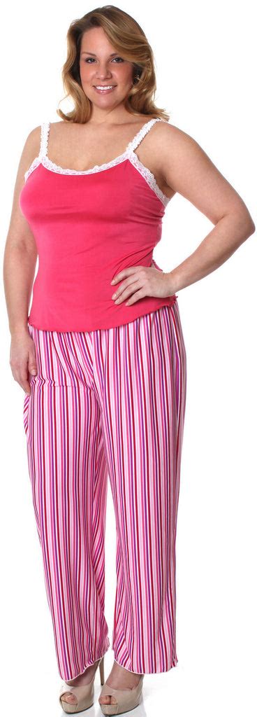 Womens Plus Size Microfiber Camisole Pajama Set 2085x Shirleymccoycouture