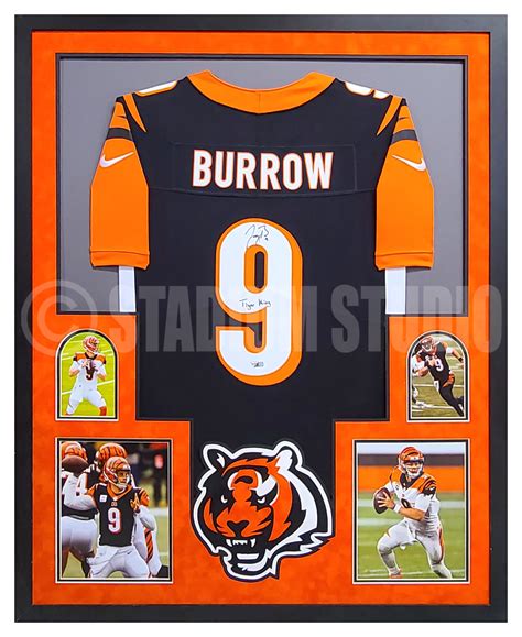 Joe Burrow Autographed Framed Bengals Black Jersey The Stadium Studio