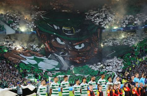 Celtic fans put on stunning Tifo display with flares to welcome ...