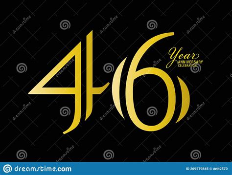 46 Years Anniversary Celebration Logotype Gold Color Vector 46th