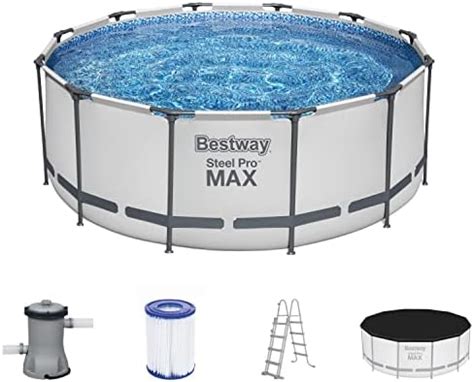 Bestway Steel Pro Max Frame Pool Komplettset Deluxe Rund Rattan Optik