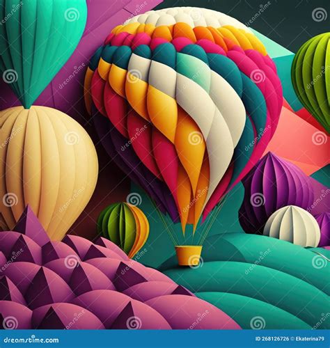 An Illustration Of A Vivid Colourful Hot Air Balloon On An Abstract