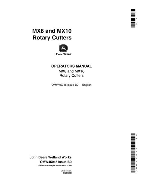 John Deere Mx8 And Mx10 Rotary Cutter Operator Manual Omw45015