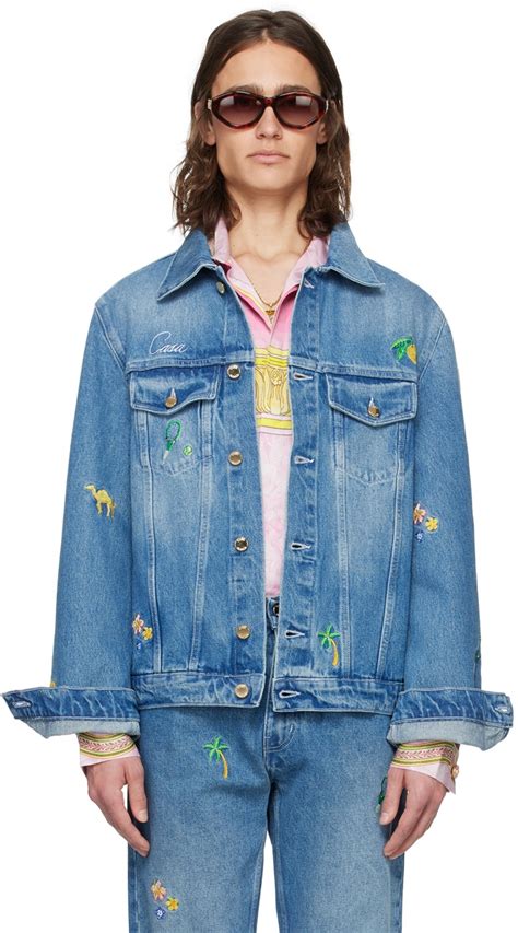 Casablanca Blue Embroidered Denim Jacket Casablanca