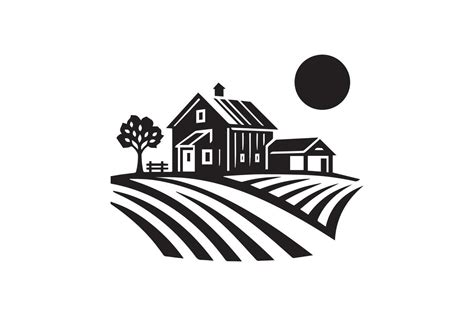 farm house silhouette 47915062 Vector Art at Vecteezy