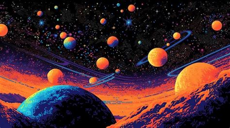 Premium AI Image | a colorful space scene with planets and stars