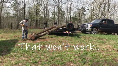 Loading Logs On A Trailer With A Winch Youtube