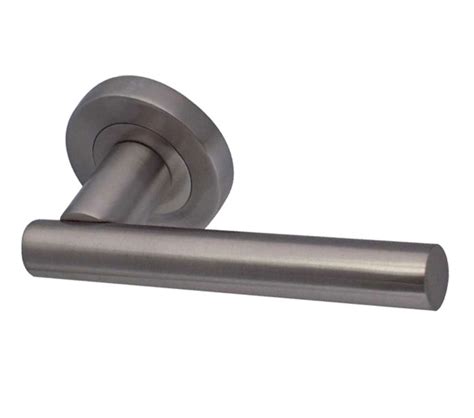 Frelan Hardware Petra Door Handles On Round Rose Satin Nickel