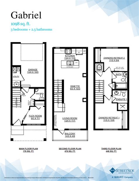 Uplands Townhomes By StreetSide Developments Gabriel Floor Plans