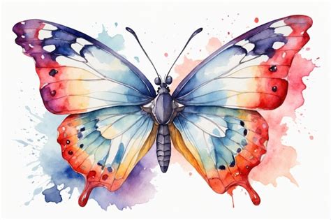 Premium Photo Watercolor Colorful Butterfly Illustration AI Generated