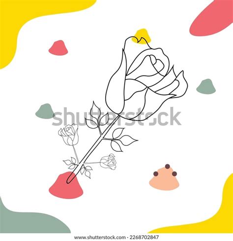 One Line Art Style Flowers Leavescontinuous Stock Vector (Royalty Free ...