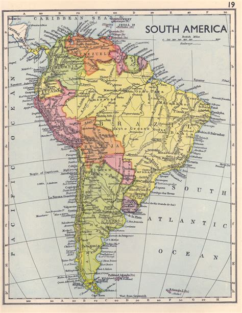 S Vintage South America Map Vintage Atlas Page Map Decor