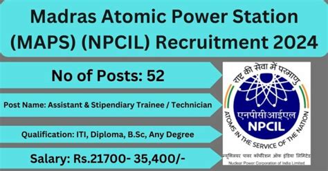 Npcil Maps Recruitment Stipendiary Trainee Posts Apply Now