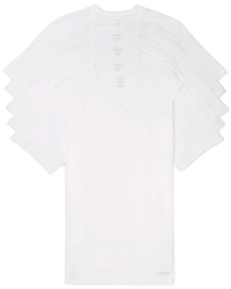 Calvin Klein Cotton Classic Slim Fit V Neck T Shirts In White For Men