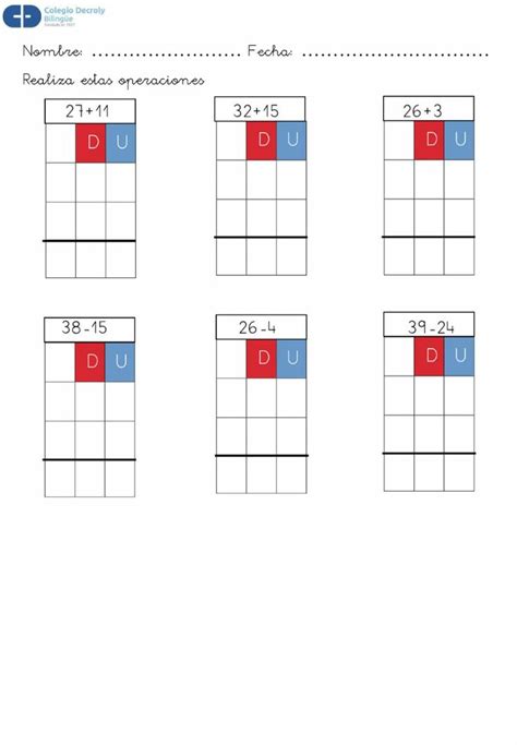 Sumas Y Restas En Vertical S Llevadas Worksheet Cuadernos