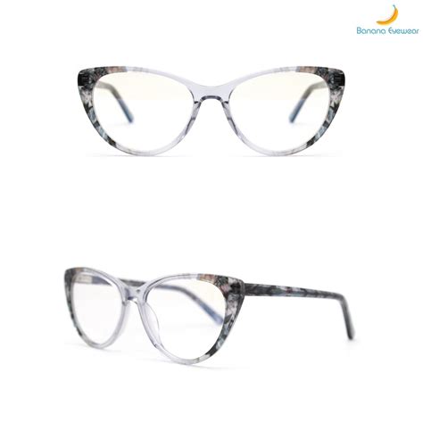 Crystal Lamination Acetate Cat Eye Eyeglasses Frames For Women China