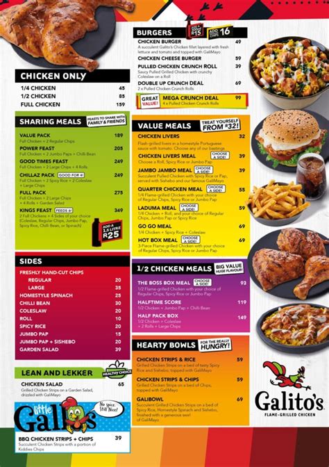 Galitos Menu With Updated Prices In South Africa