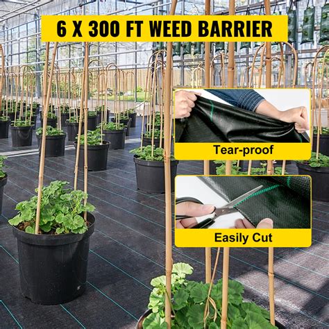 VEVOR 6FTx300FT Premium Weed Barrier Fabric Heavy Duty 1 5OZ Woven