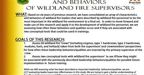 Wildland Fire Leadership: Understanding Qualities and Behaviors of ...