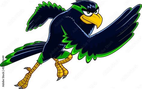 Hawk Bird Cartoon Character Running Vector Hand Drawn Illustration