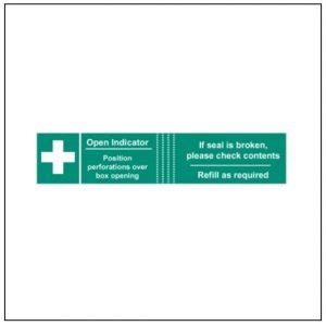 Standard Rigid Adhesive Signs First Aid Box Tamper Label Signs