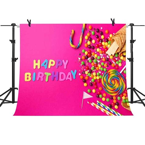 Mohome 7x5ft Birthday Backdrop Pink Theme Candy Party Background Photo