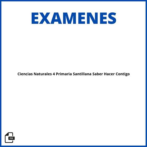 Examenes Ciencias Naturales Primaria Santillana Saber Hacer