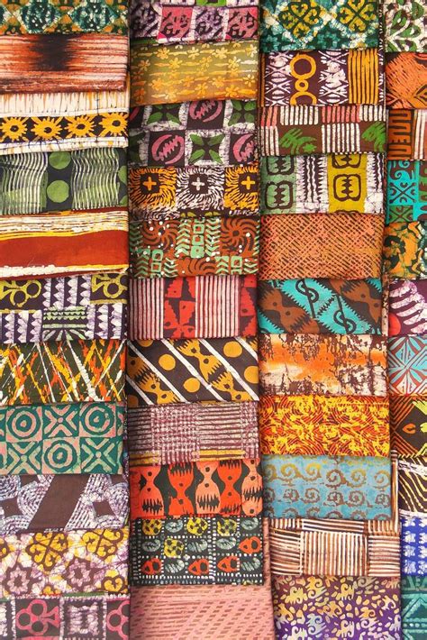 Kente Batik Cloth In Market Kumasi Ghana African Textiles