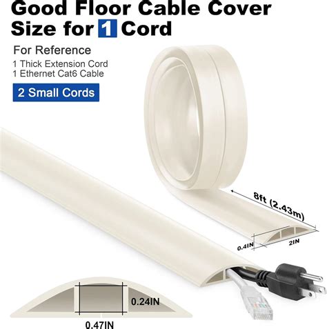 Floor Cable Cover 8ft Beige Low Profile Wire Cover For Floor Extension