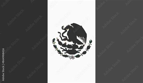 Black And White Mexico Flag Vector Illustration Isolated National