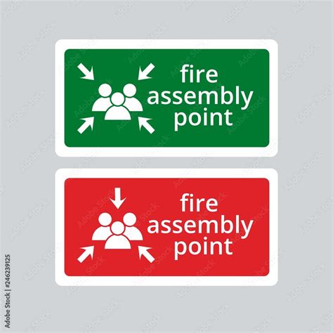 fire assembly point sign  flat design stock illustration adobe stock