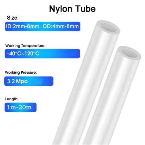 Metric White Nylon Tube Hose Pneumatic Air Line Tubing X Mm X Mm