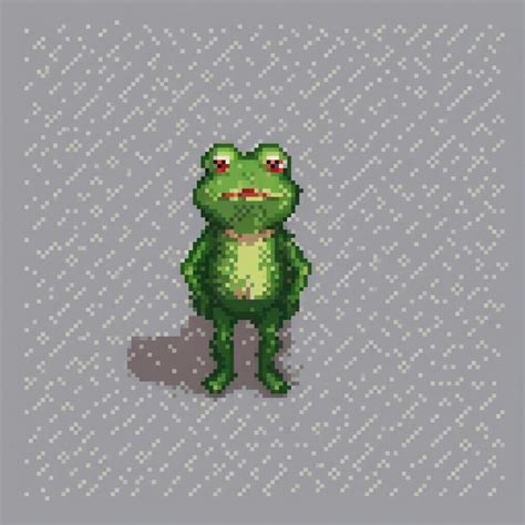 Vintage Pixel Art Of A Vibrant Green Frog With Striking Red Eyes Premium Ai Generated Image