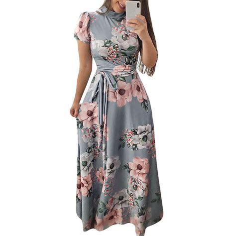 Womens Dress Short Sleeve Flower Print Mini Dress Fashion Sexy Dress