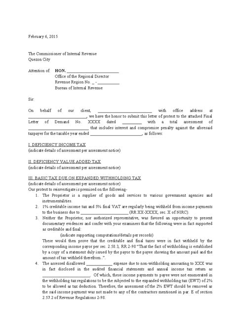 Sample Protest Letter To Franchise Tax Board 5