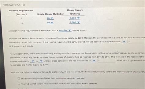 Solved Homework Ch A Higher Reserve Requirement Is Chegg