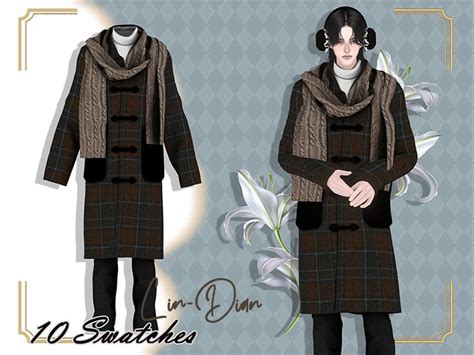 Lin Dians Heavy Coat And Scarf Sims 4 Men Clothing Sims 4 Male