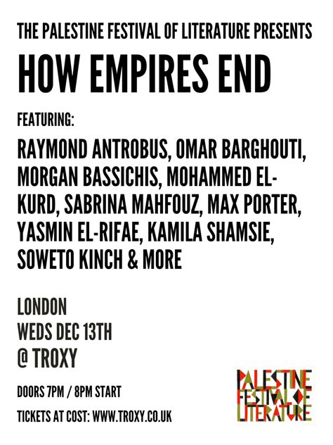 Next Week Palestine Festival Of Literatures How Empires End