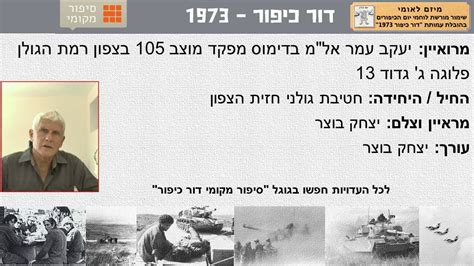 יעקב עמר אל מ בדימוס מפקד מוצב 105 בצפון רמת הגולן פלוגה ג גד 13